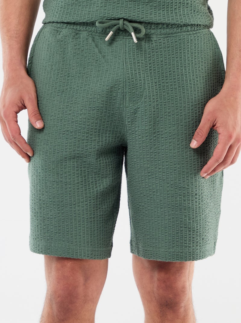 Effen bermuda van zware jersey Groen - Kiabi