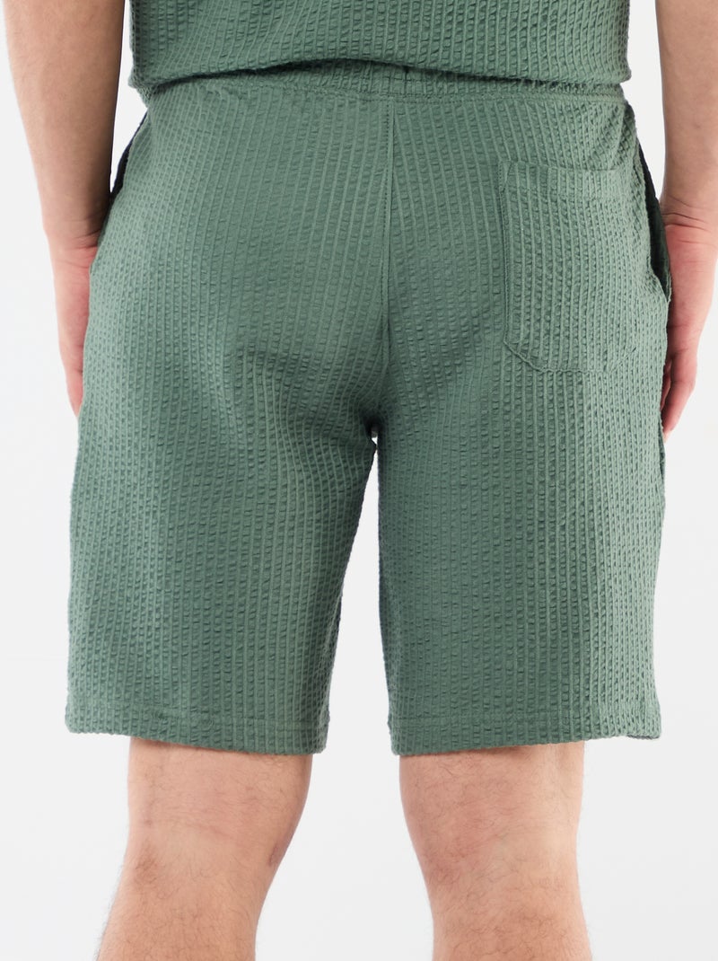 Effen bermuda van zware jersey Groen - Kiabi