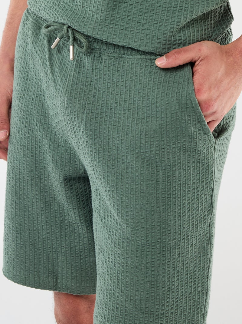 Effen bermuda van zware jersey Groen - Kiabi