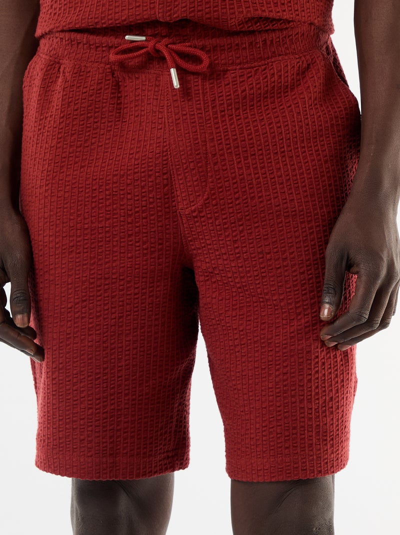 Effen bermuda van zware jersey Rood - Kiabi