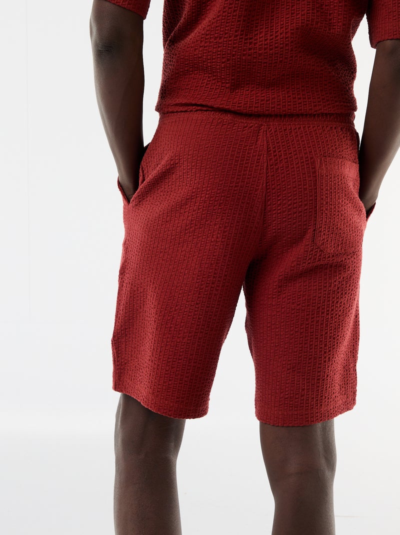 Effen bermuda van zware jersey Rood - Kiabi