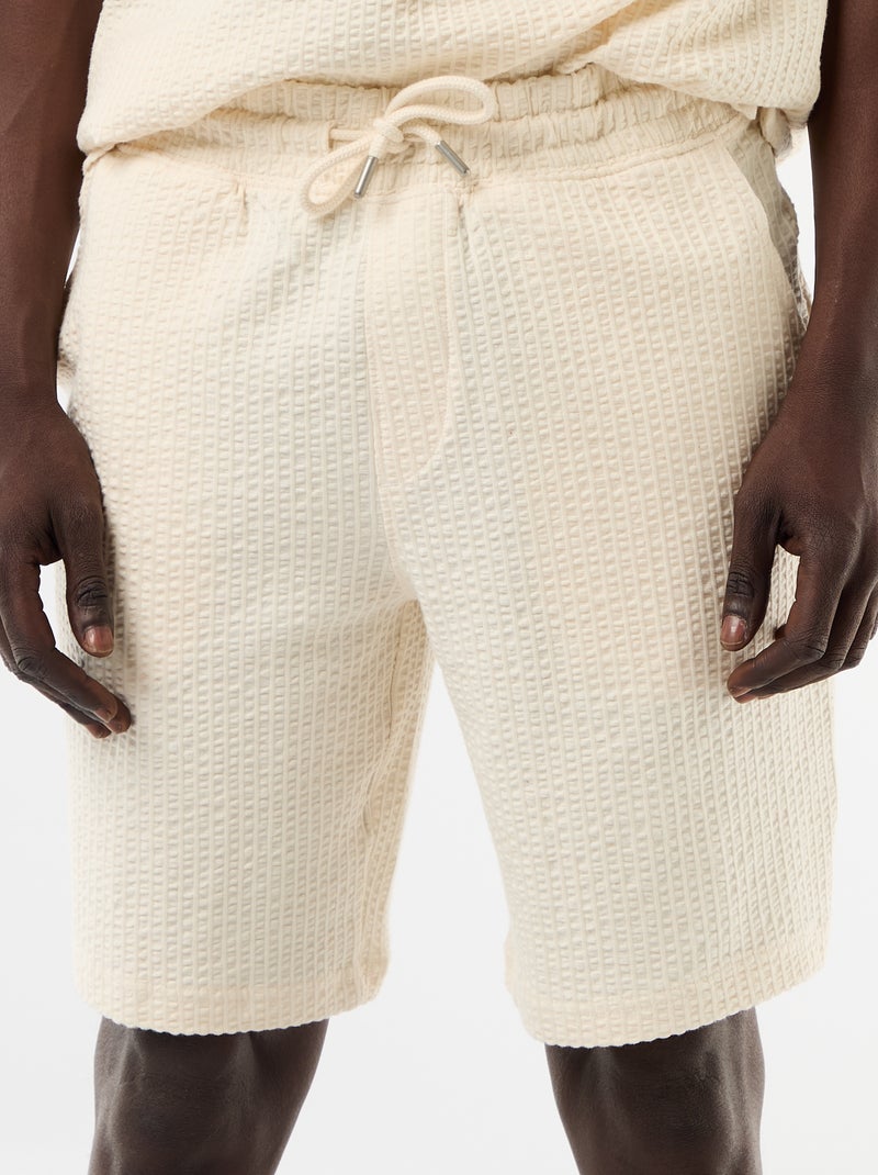 Effen bermuda van zware jersey Wit - Kiabi