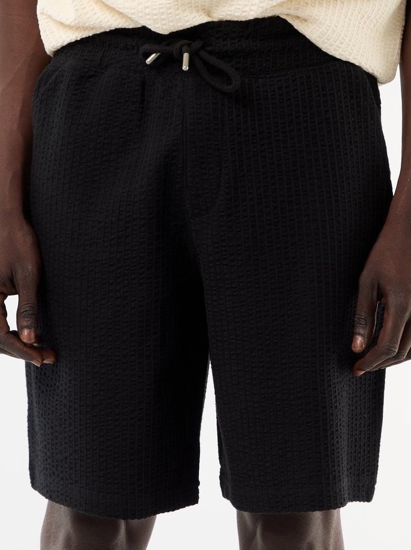 Effen bermuda van zware jersey Zwart - Kiabi
