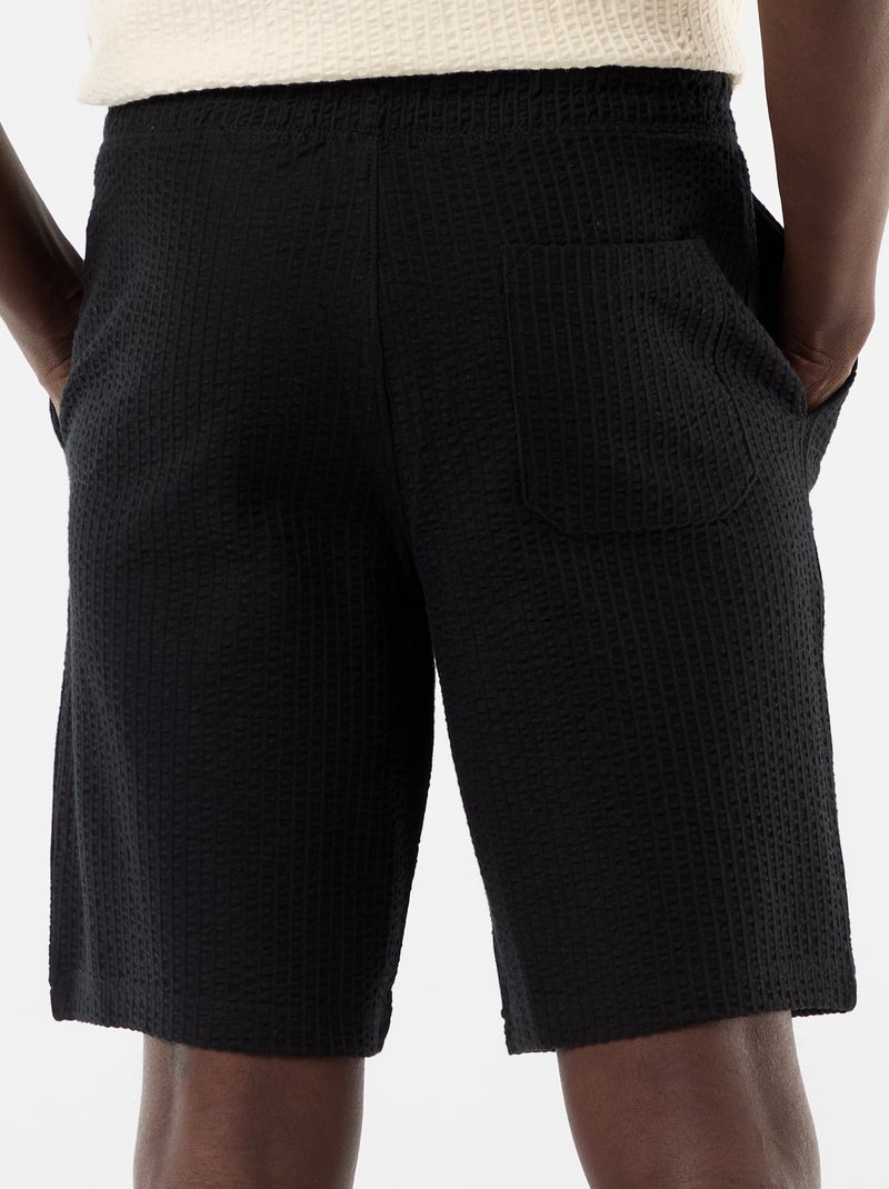 Effen bermuda van zware jersey Zwart - Kiabi