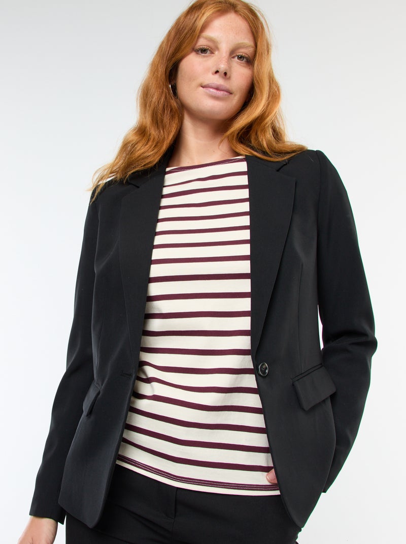 Effen blazer met ingekeepte kraag zwart - Kiabi