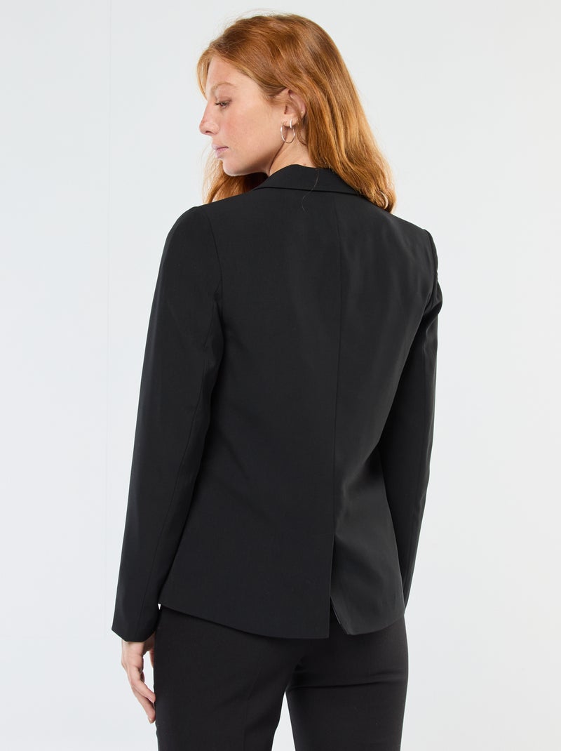 Effen blazer met ingekeepte kraag zwart - Kiabi