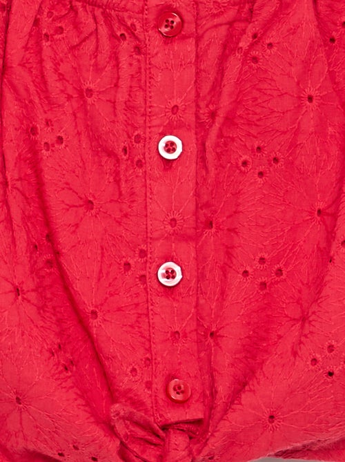 Effen blouse met broderie anglaise - Kiabi