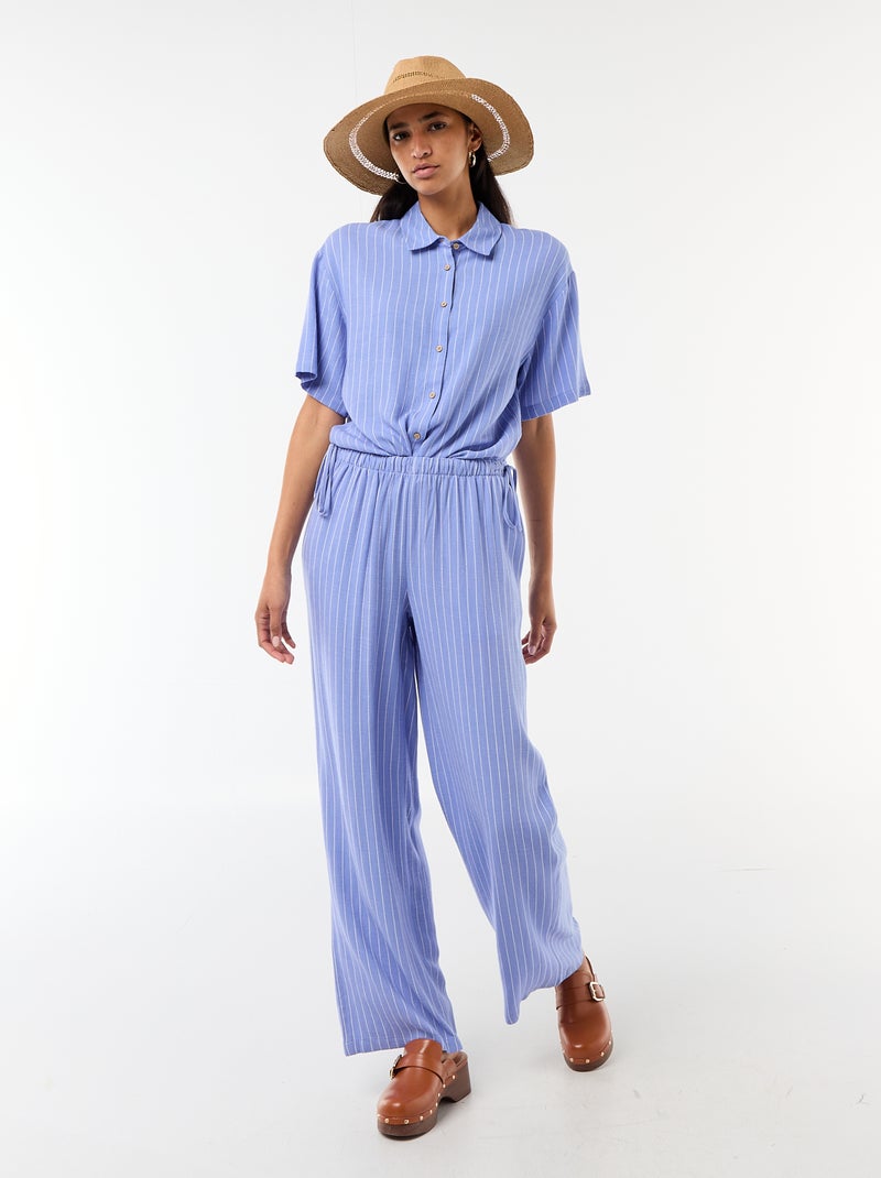 Effen blouse met korte mouwen Blauw - Kiabi