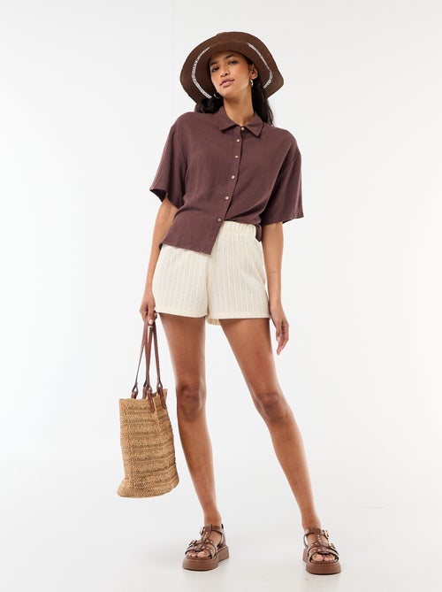 Effen blouse met korte mouwen - Kiabi