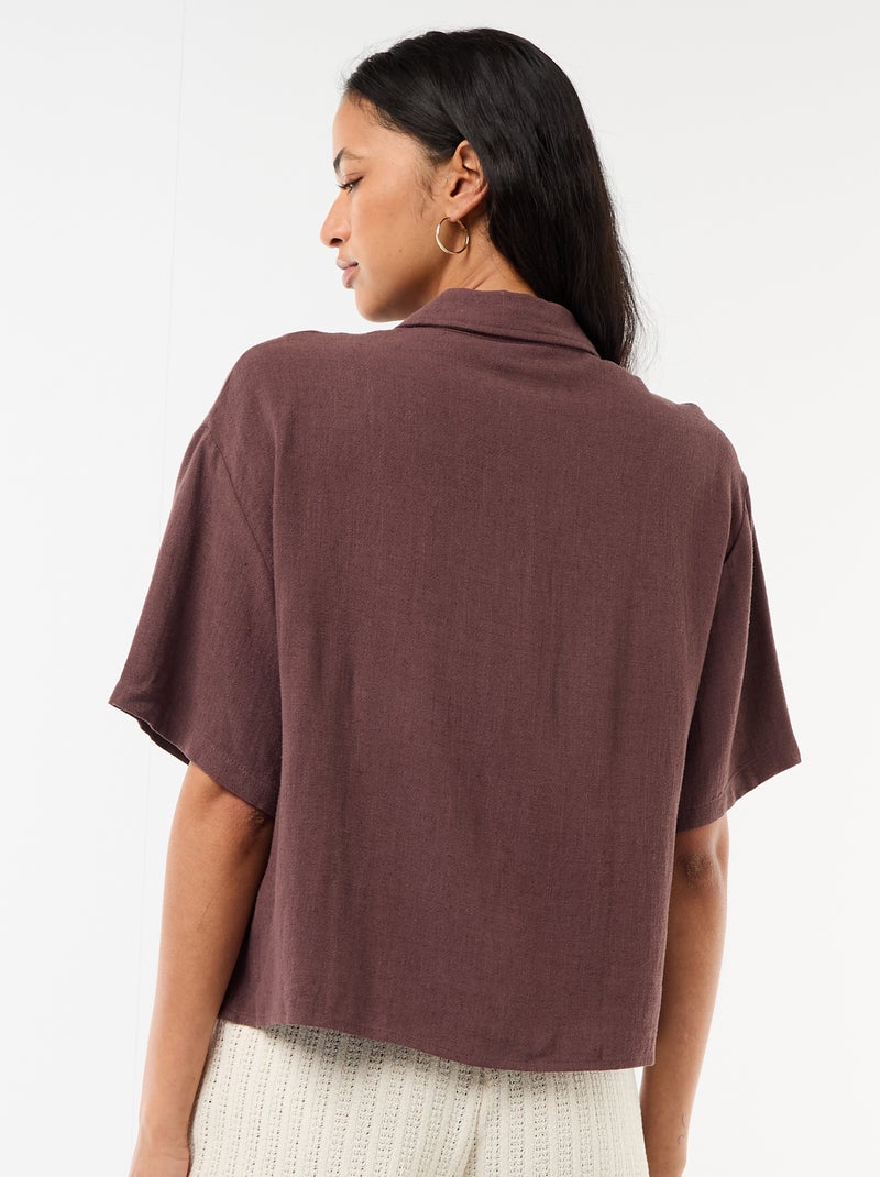 Effen blouse met korte mouwen Bruin - Kiabi