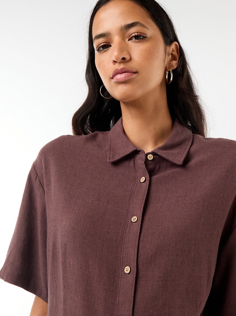 Effen blouse met korte mouwen Bruin - Kiabi
