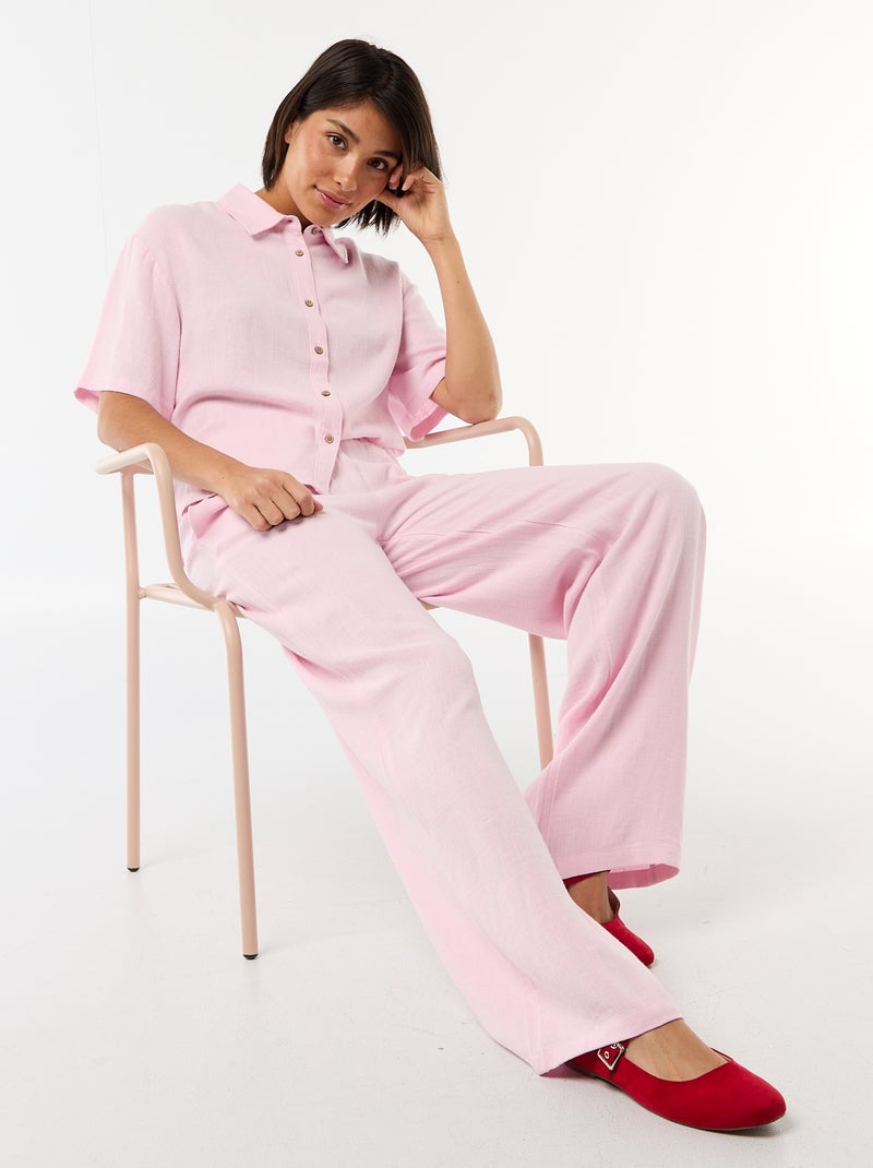 Effen blouse met korte mouwen Rose - Kiabi