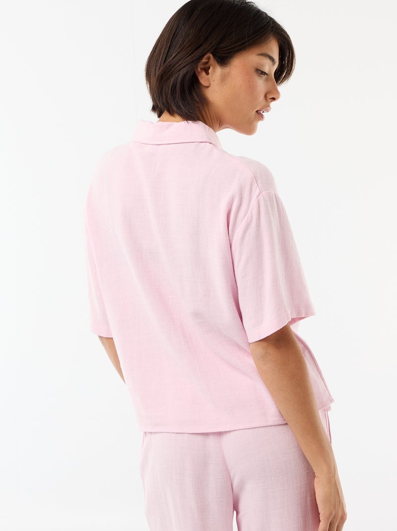 Effen blouse met korte mouwen Rose - Kiabi
