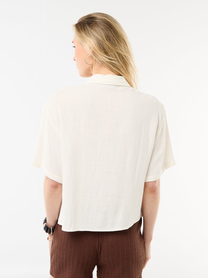 Effen blouse met korte mouwen Wit - Kiabi