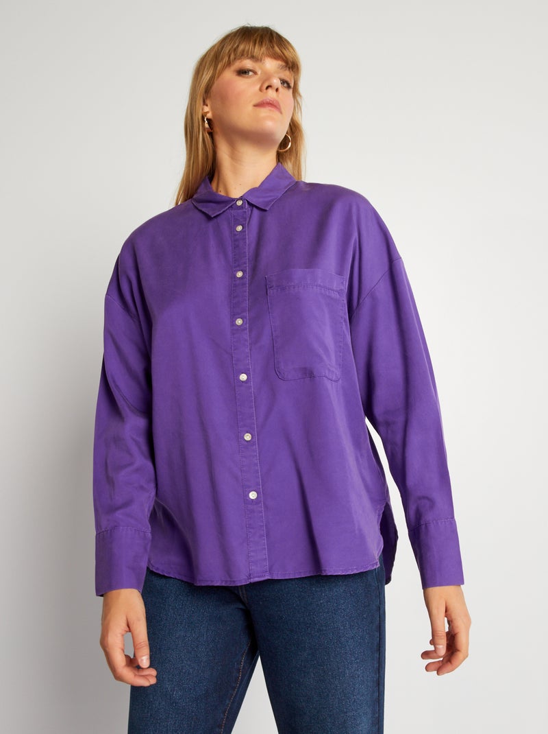 Effen blouse met lange mouw Paars - Kiabi