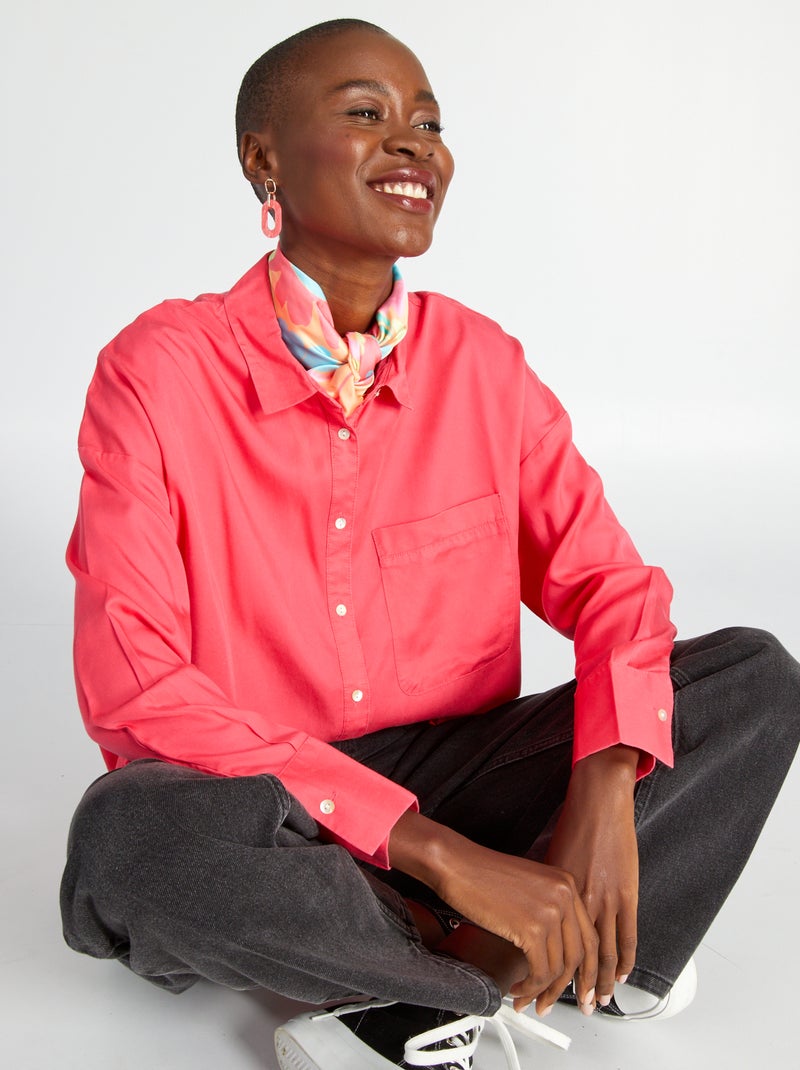 Effen blouse met lange mouw roze - Kiabi