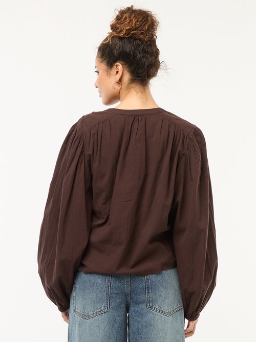 Effen blouse met lange pofmouwen - Kiabi