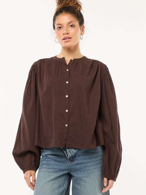 Effen blouse met lange pofmouwen - Kiabi