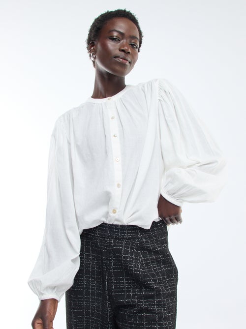 Effen blouse met lange pofmouwen - Kiabi