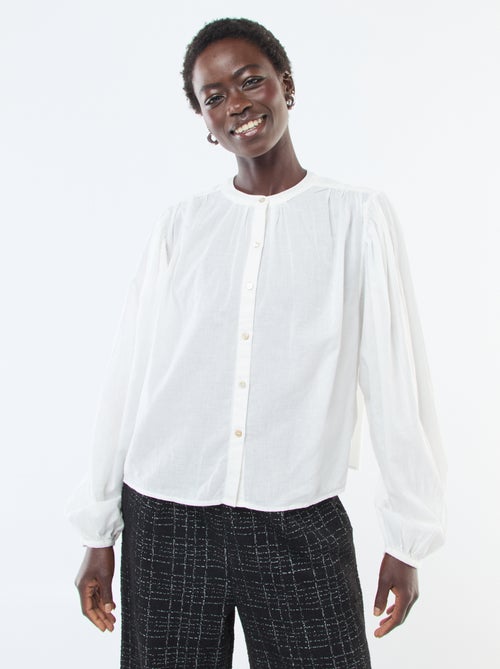 Effen blouse met lange pofmouwen - Kiabi