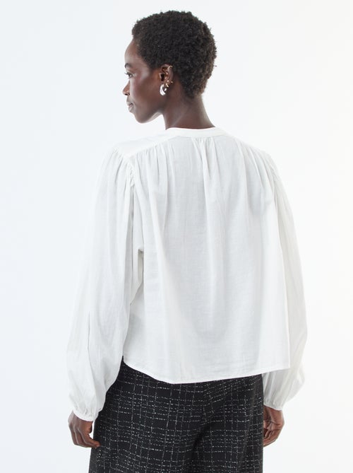 Effen blouse met lange pofmouwen - Kiabi