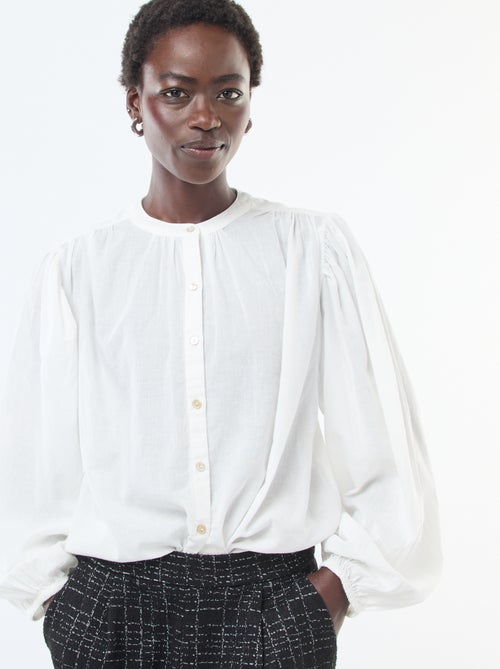 Effen blouse met lange pofmouwen - Kiabi