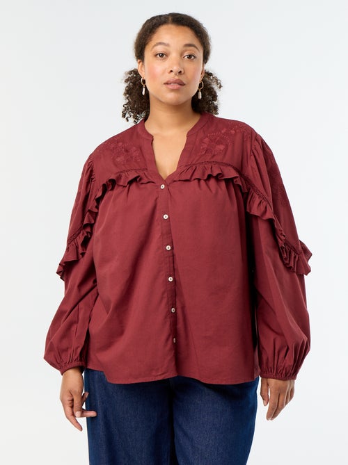 Effen blouse met ruches - Kiabi Effen blouse met ruches - Kiabi