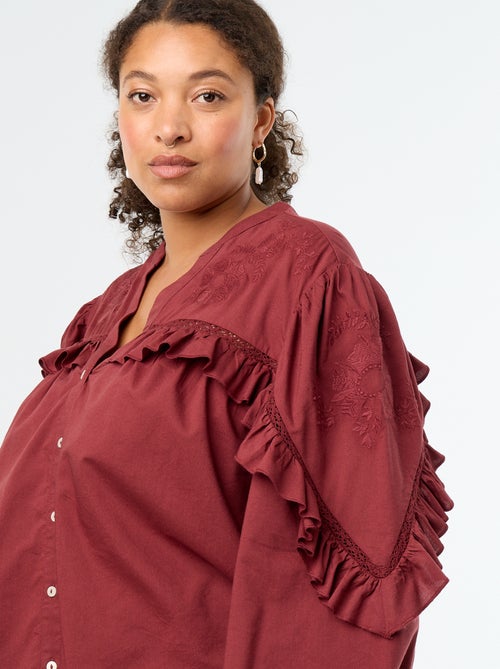 Effen blouse met ruches - Kiabi Effen blouse met ruches - Kiabi