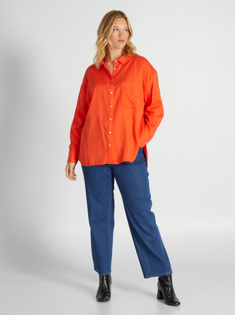 Effen blouse ORANJE - Kiabi