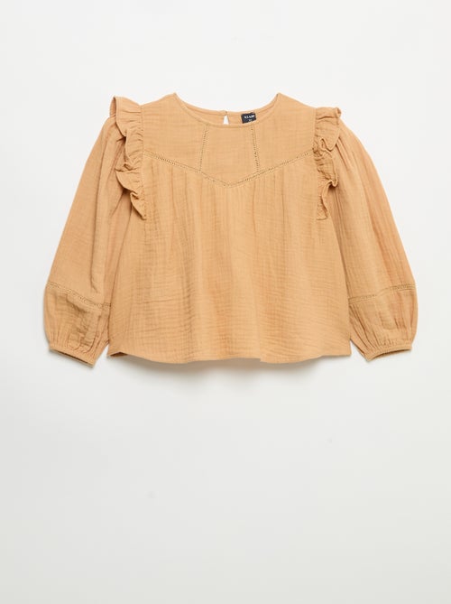 Effen blouse van katoenen gaas - Kiabi
