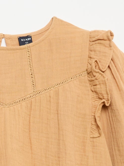 Effen blouse van katoenen gaas - Kiabi