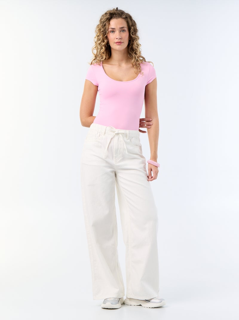 Effen body met korte mouwen Rose - Kiabi