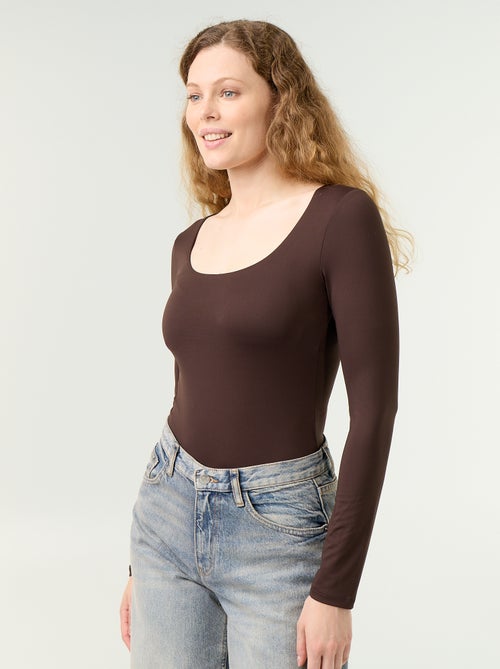 Effen body met lange mouwen - Kiabi