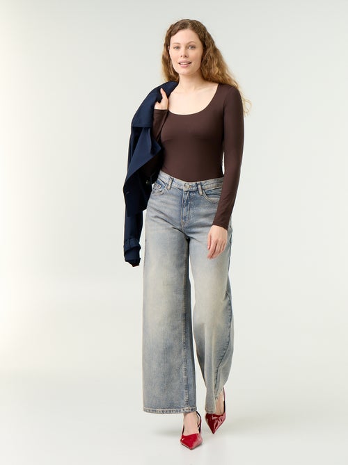 Effen body met lange mouwen - Kiabi