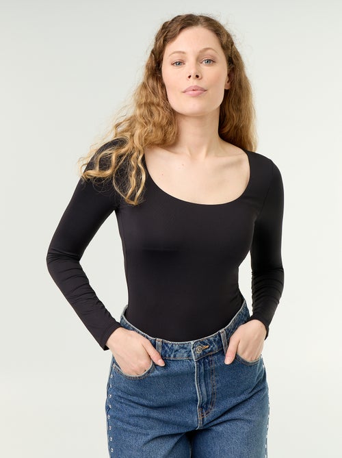 Effen body met lange mouwen - Kiabi