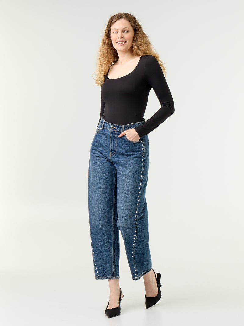 Effen body met lange mouwen Zwart - Kiabi