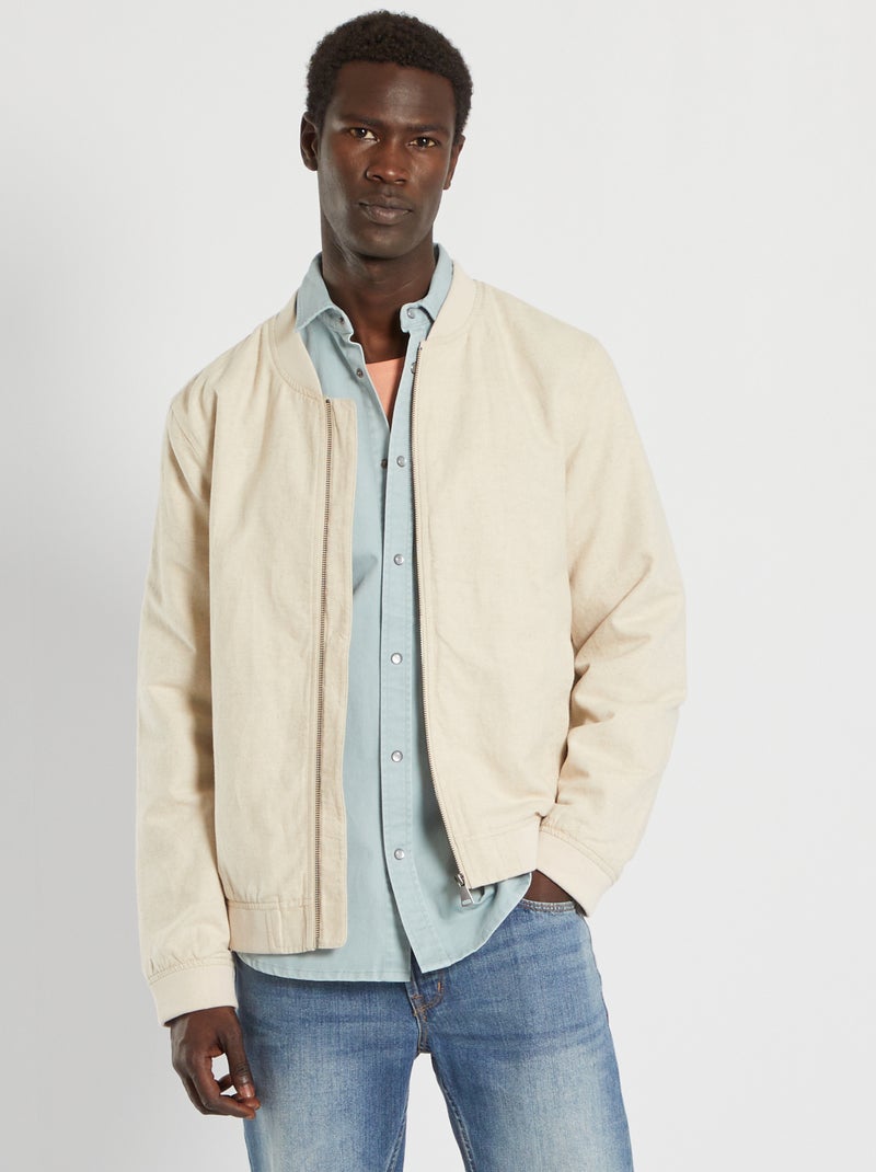 Effen bomberjack Beige - Kiabi