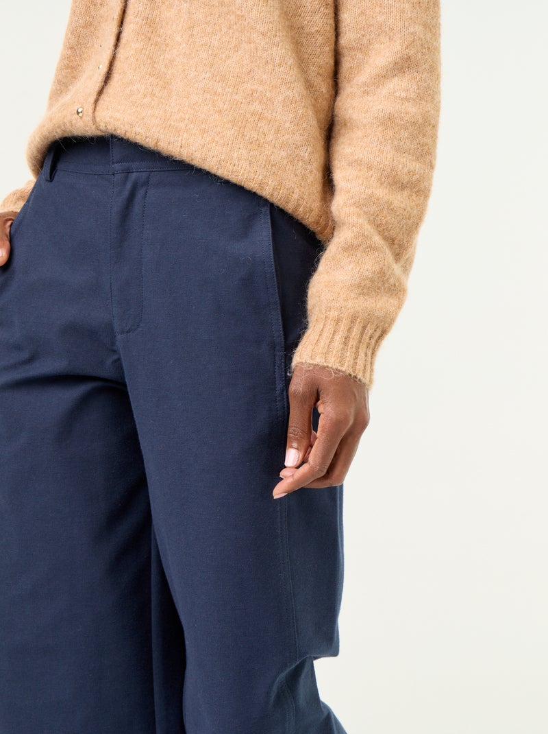 Effen broek met wijde pasvorm Blauw - Kiabi