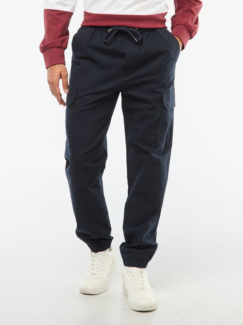 Effen broek met zakken en elastische taille - Kiabi