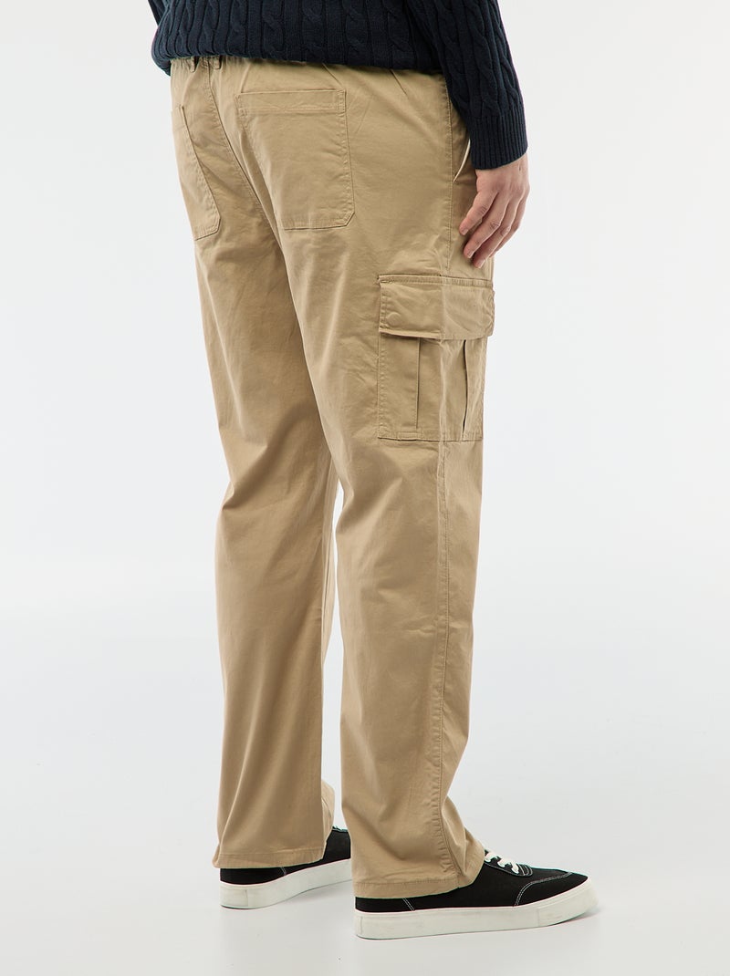 Effen broek met zakken en riemlussen Biege - Kiabi