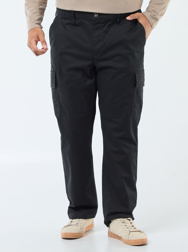 Effen broek met zakken en riemlussen zwart - Kiabi