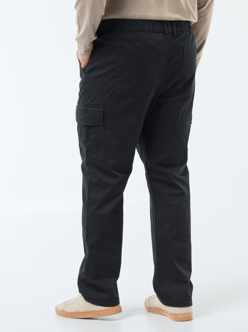 Effen broek met zakken en riemlussen zwart - Kiabi