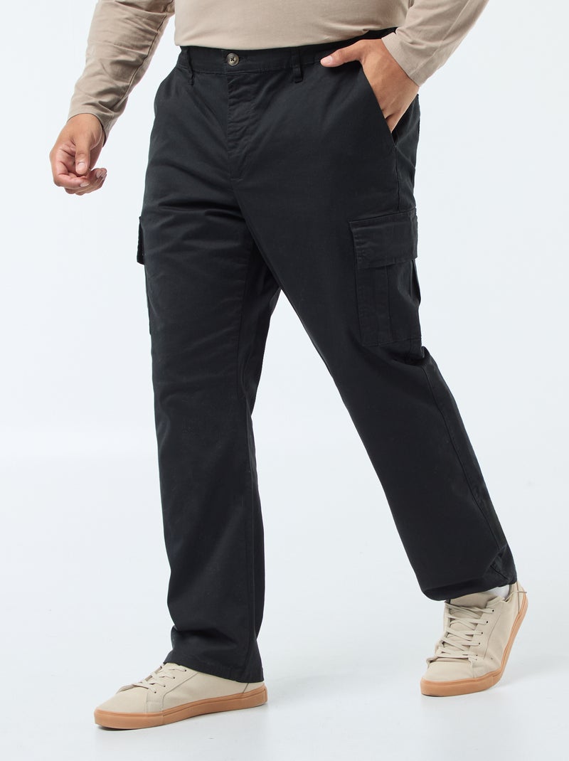 Effen broek met zakken en riemlussen zwart - Kiabi
