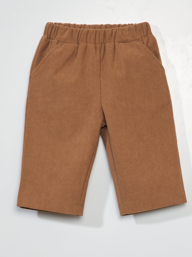 Effen broek van corduroy BRUIN - Kiabi