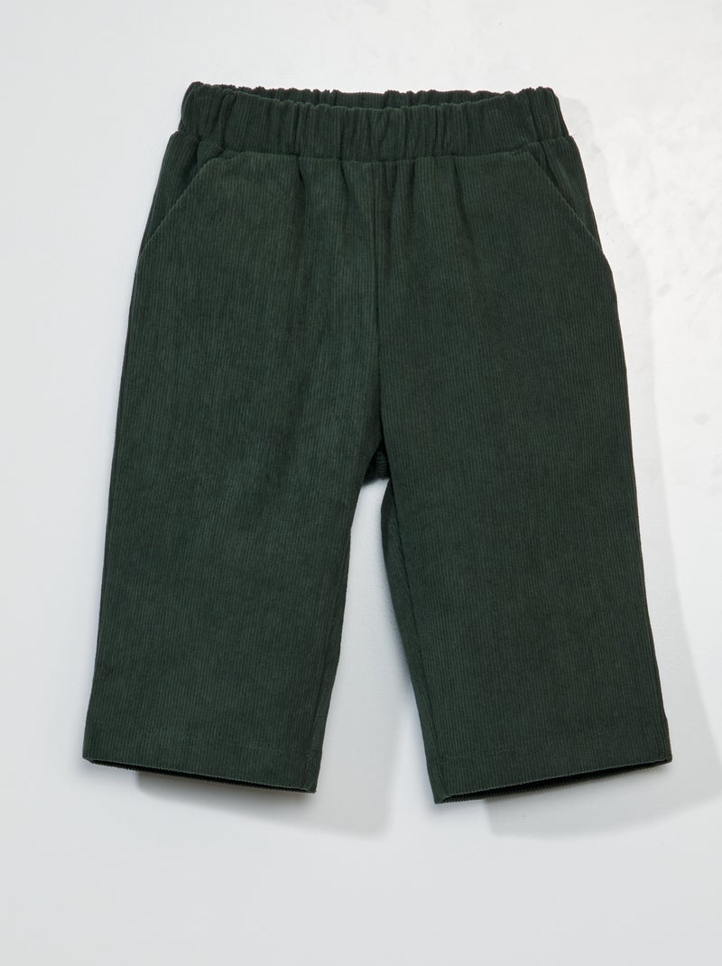 Effen broek van corduroy GROEN - Kiabi