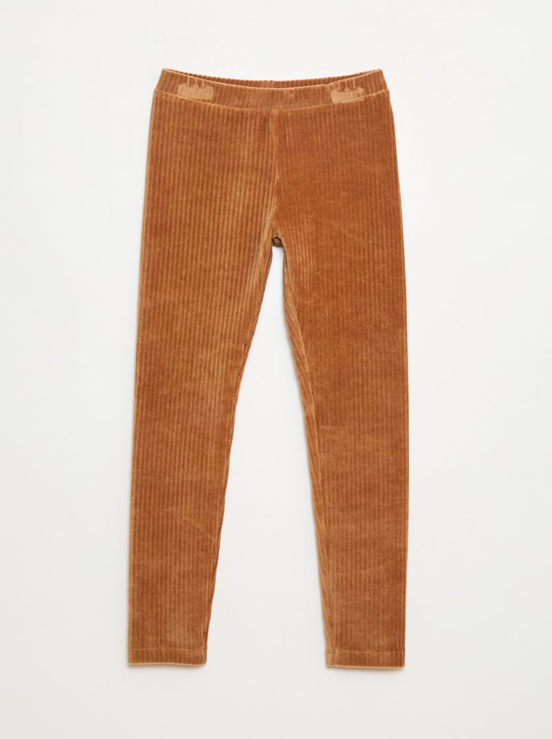 Effen broek van dik velours Biege - Kiabi