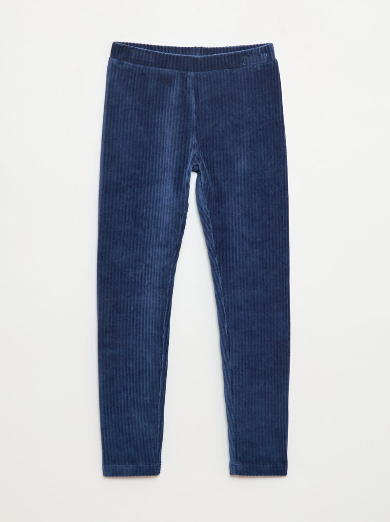 Effen broek van dik velours Blauw - Kiabi