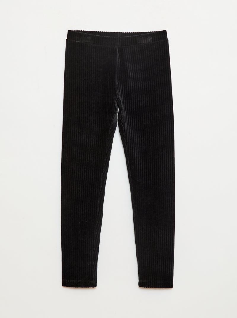 Effen broek van dik velours zwart - Kiabi