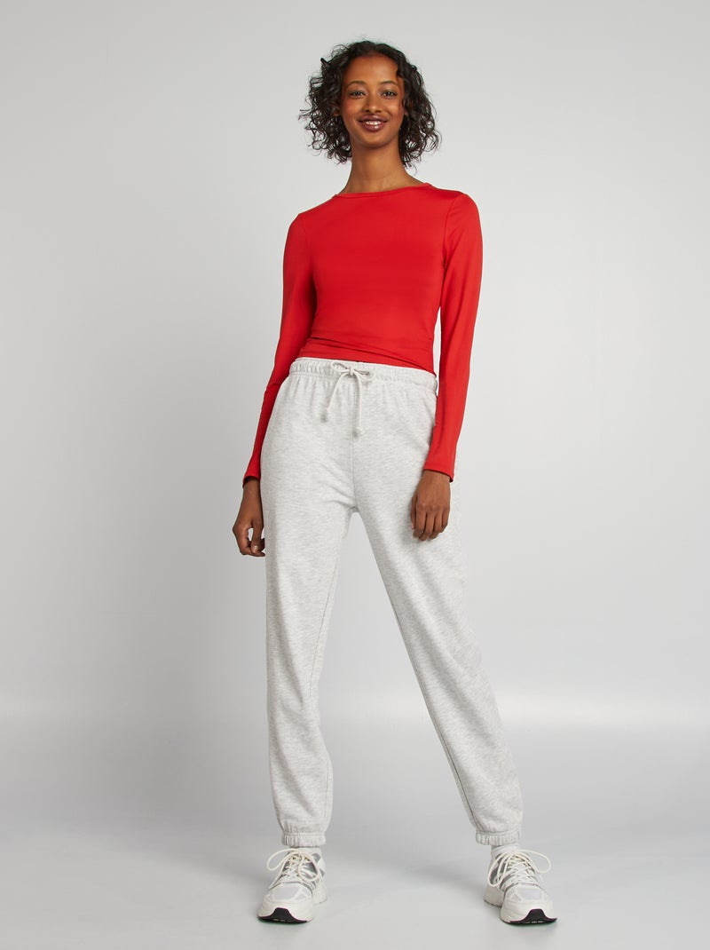 Effen broek van dunne joggingstof GRIJS - Kiabi