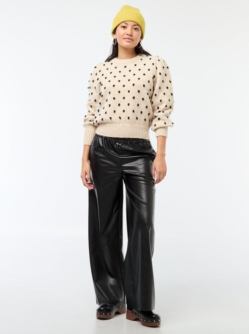 Effen broek van imitatieleer - Kiabi